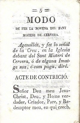 NOVENA DEL SANT MISTERI DE CERVERA. (1843)
