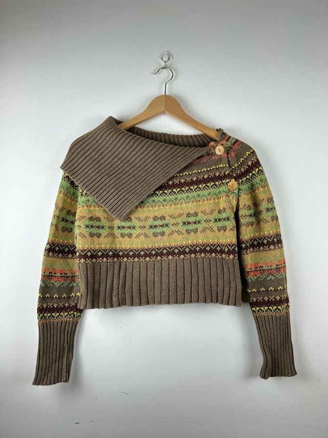 Jersey croptop estampado cuello largo