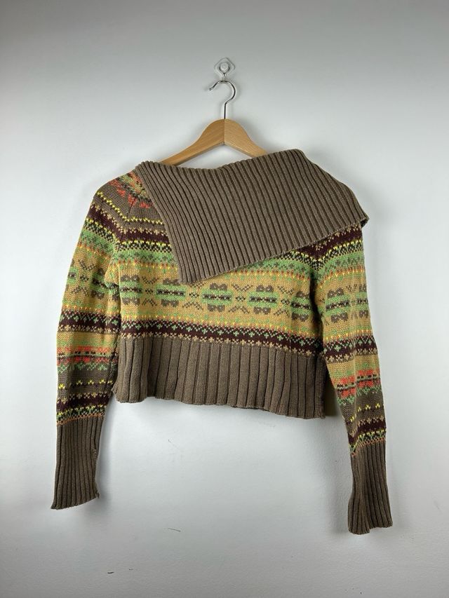 Jersey croptop estampado cuello largo