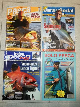 Lote revistas pesca señuelos pack caña carrete 