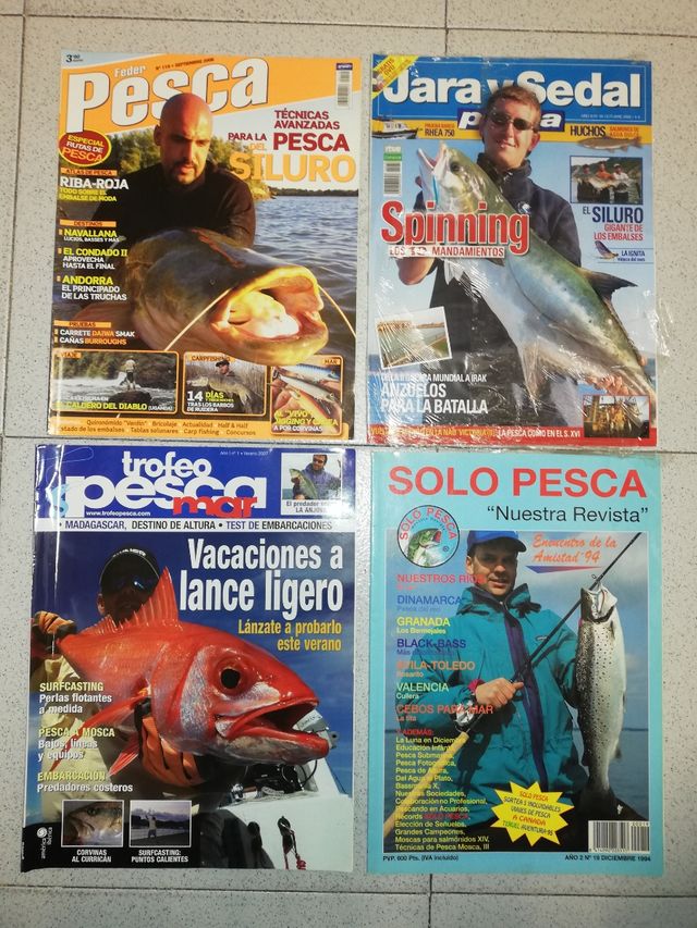 Lote revistas pesca señuelos pack caña carrete