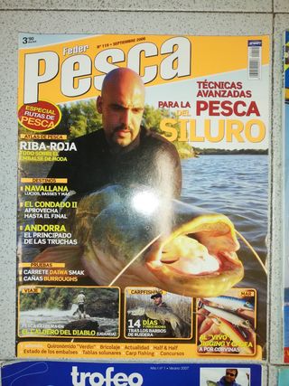 Lote revistas pesca señuelos pack caña carrete 