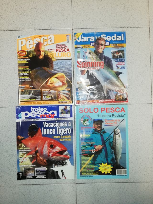 Lote revistas pesca señuelos pack caña carrete