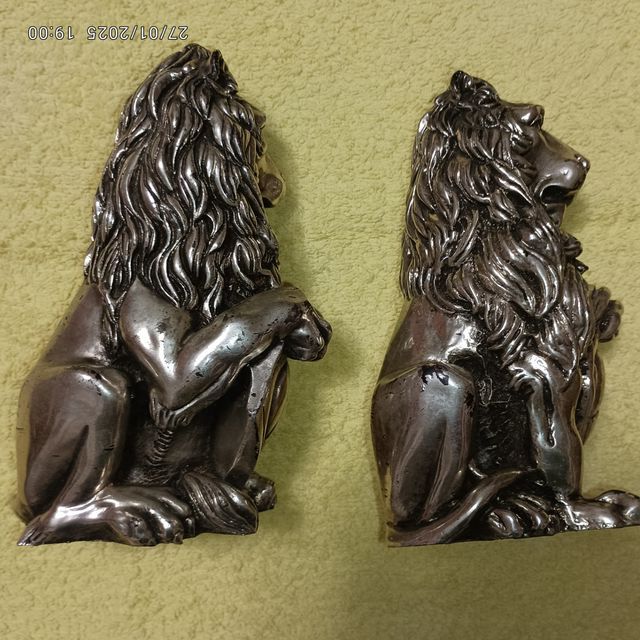 LEONES PLATEADOS PARA DECORACION DOS PIEZAS
