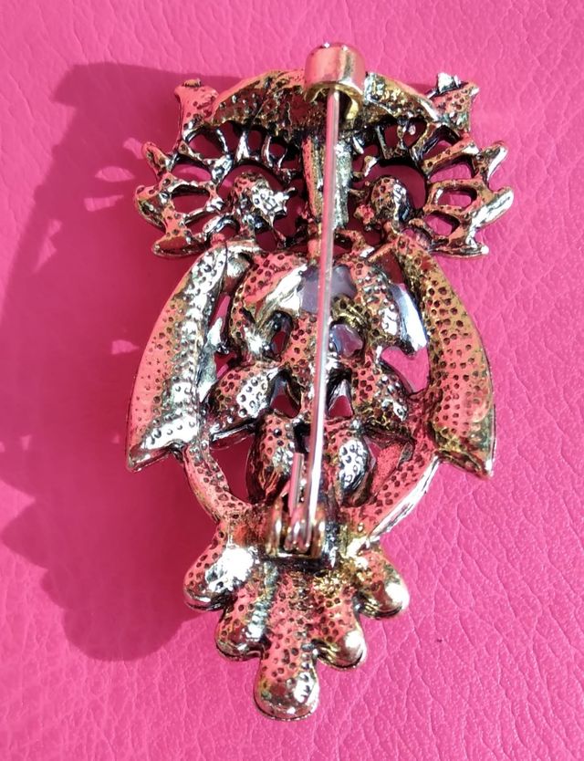 Spilla vintage gufo strass brillanti