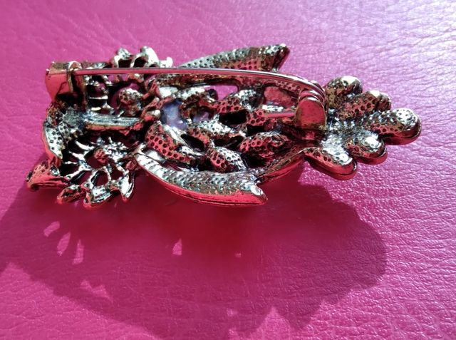 Spilla vintage gufo strass brillanti