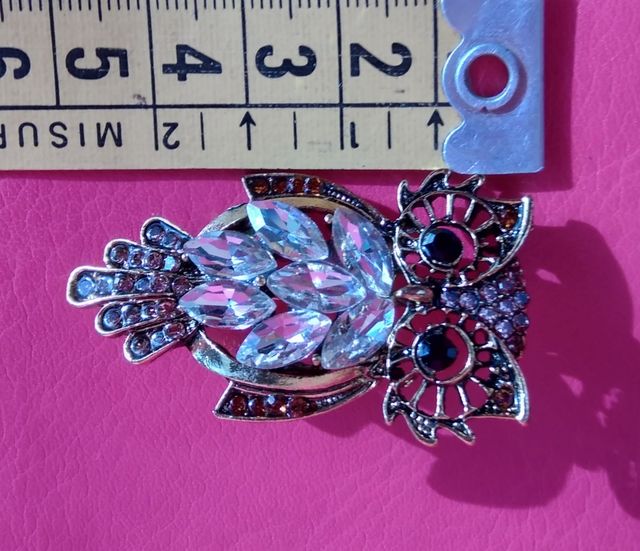 Spilla vintage gufo strass brillanti