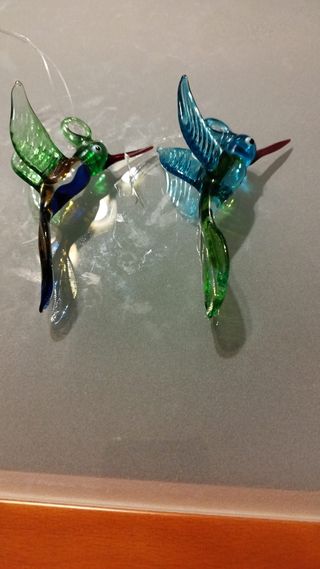 Colibri grande de cristal granate y verde