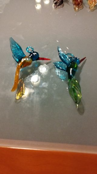 Colibri grande de cristal naranja y azul