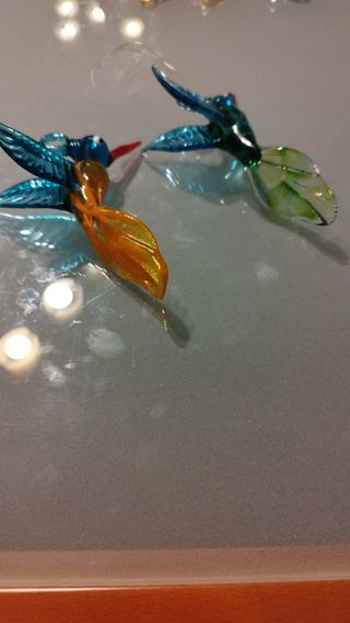 colibri grande de cristal azul y verde