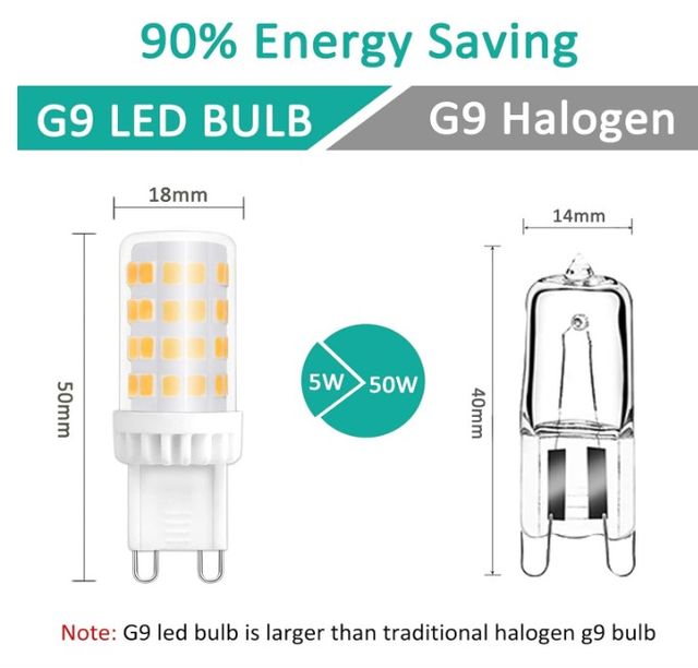 4 x Bombillas casquillo LED G9 5W neutra 4000K