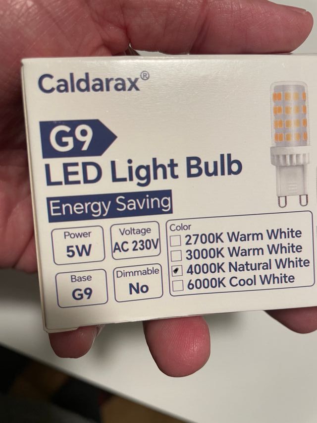 4 x Bombillas casquillo LED G9 5W neutra 4000K