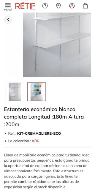 Estantería comercial con cremallera multiposicion