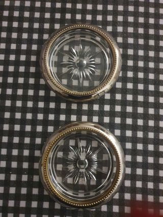 Posavasos antiguos crishal tallado/metal