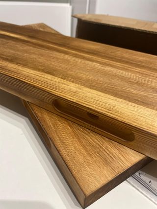 2 Estanterías flotante de madera con toallero