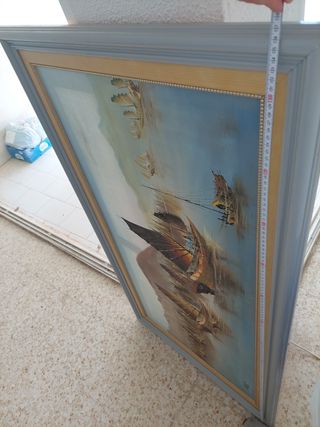 Cuadro grande barco pintura 138cmx76cm