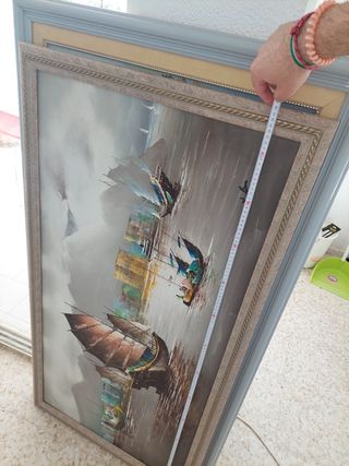 Cuadro grande barco pintura 128cmx68cm