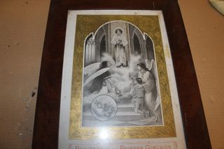 ANTIGUO CUADRO RECUERDO DE PRIMERA COMUNION 1915
