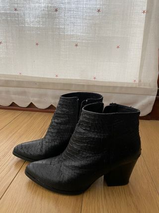 Botines negro mujer piel serpiente Élysèss