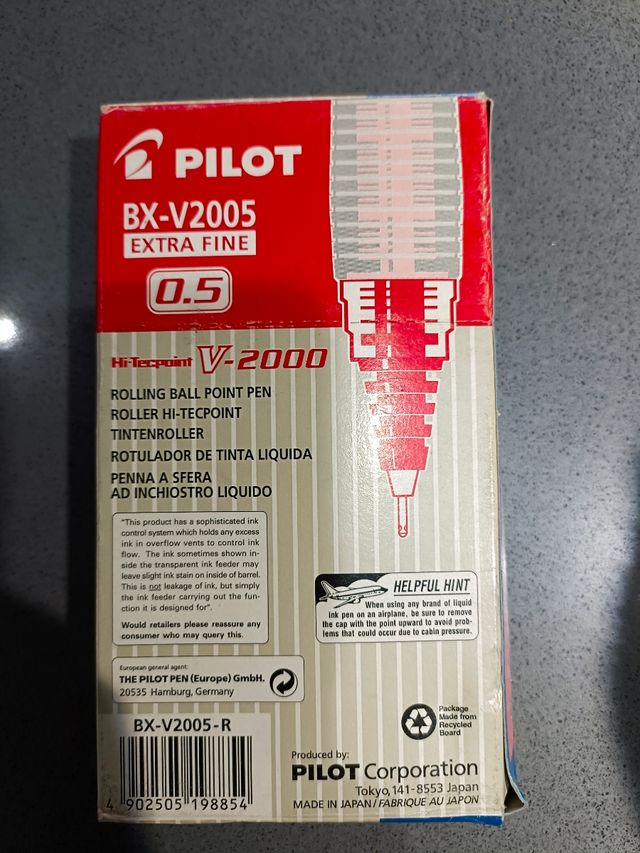 Caja de bolígrafos Pilot rojo