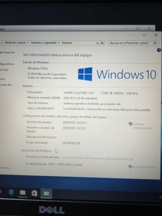 Portátil dell con Windows 10 pro