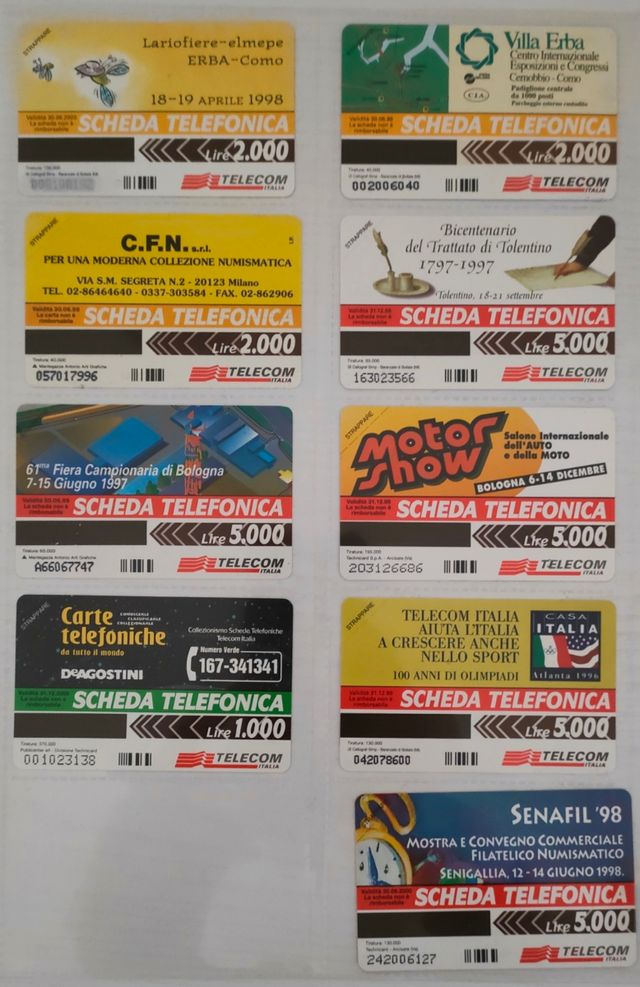 Schede telefoniche Italiane varie tirature 