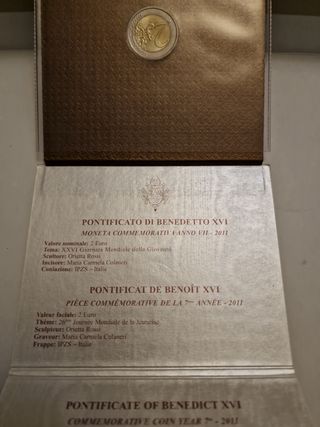 Moneta commemorativa 2 E. VATICANO 2011.