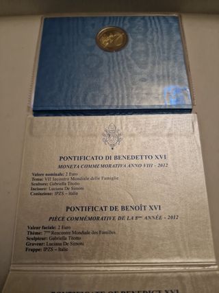 Moneta commemorativa 2 E. VATICANO 2012.