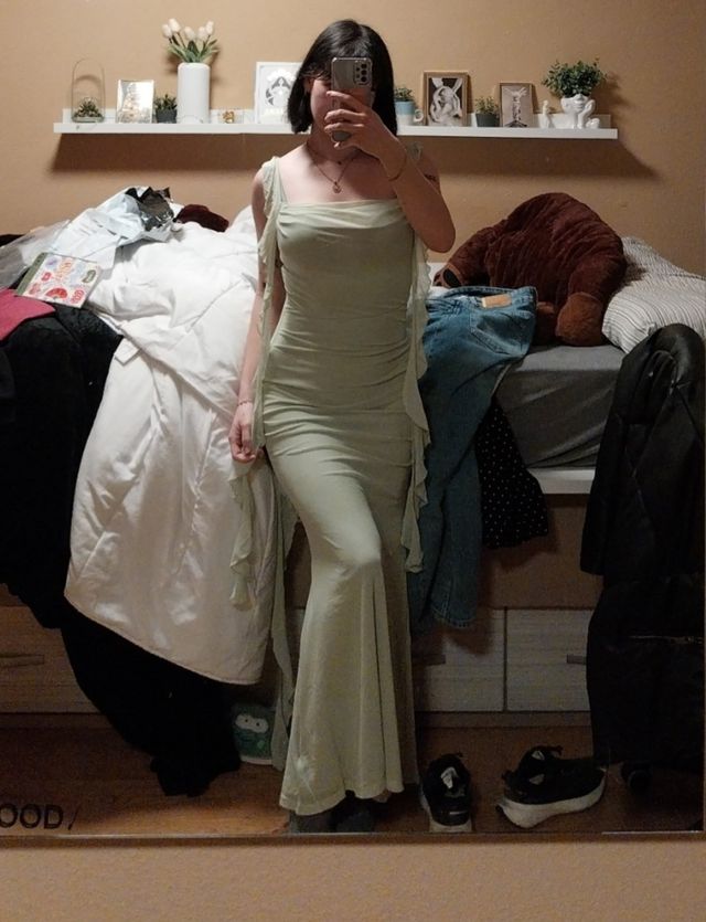 Vestido de tul elegante verde