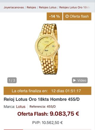 Reloj Lotus Oro Saphire 18kts