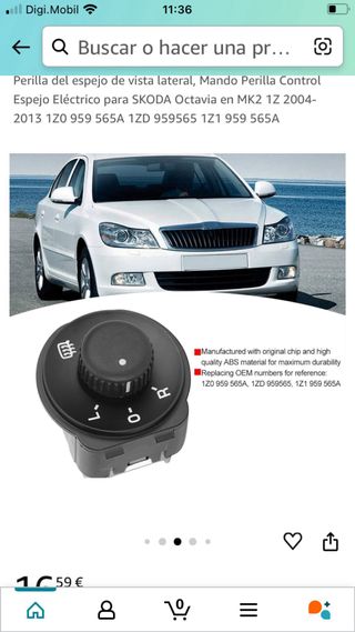 Mando perilla  retrovisores espejos Skoda 