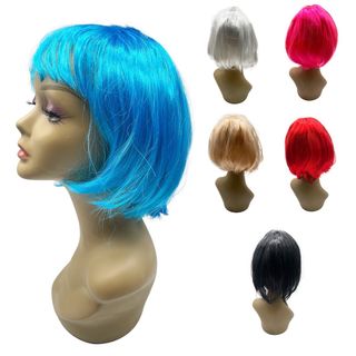 Peluca corta bob con flequillo para disfraz 