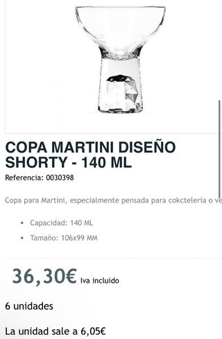 Vasos Margarita y Martini nuevos