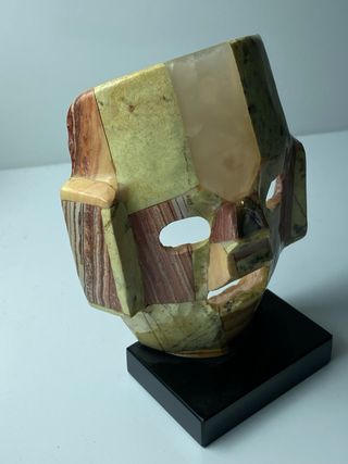 MÁSCARA DE PIEDRA TESELADA CULTURA MAYA AZTECA 