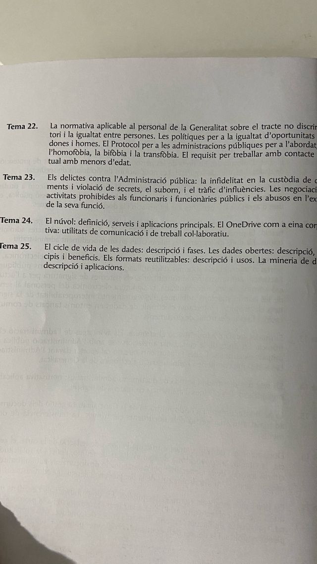 Temari cos administratiu Generalitat