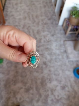Anillo grande plata de ley con turquesa 
