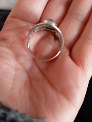 Anillo grande plata de ley con turquesa 