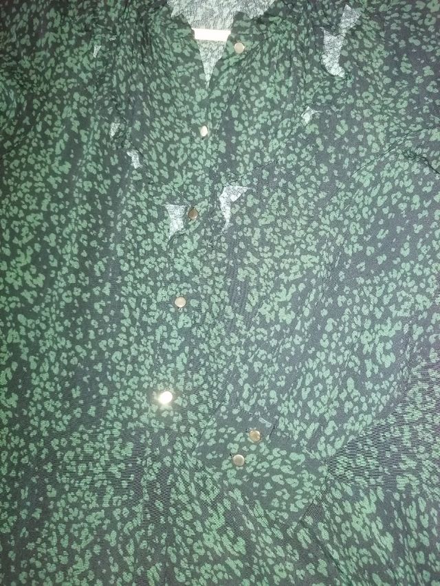 Vestido negro de flores Mango S