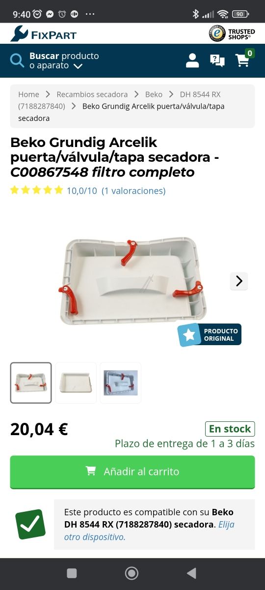 REPUESTOS SECADORA BEKO BOMBA CALOR