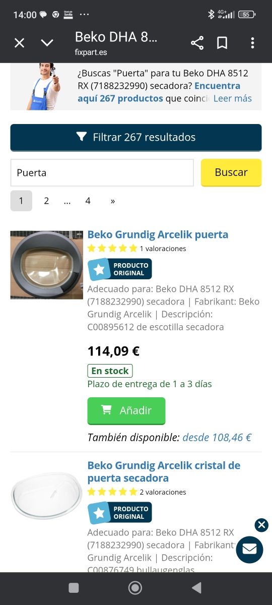 REPUESTOS SECADORA BEKO BOMBA CALOR