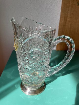 JARRA DE CRISTAL BASE DE PLATA ANNA HUTTE