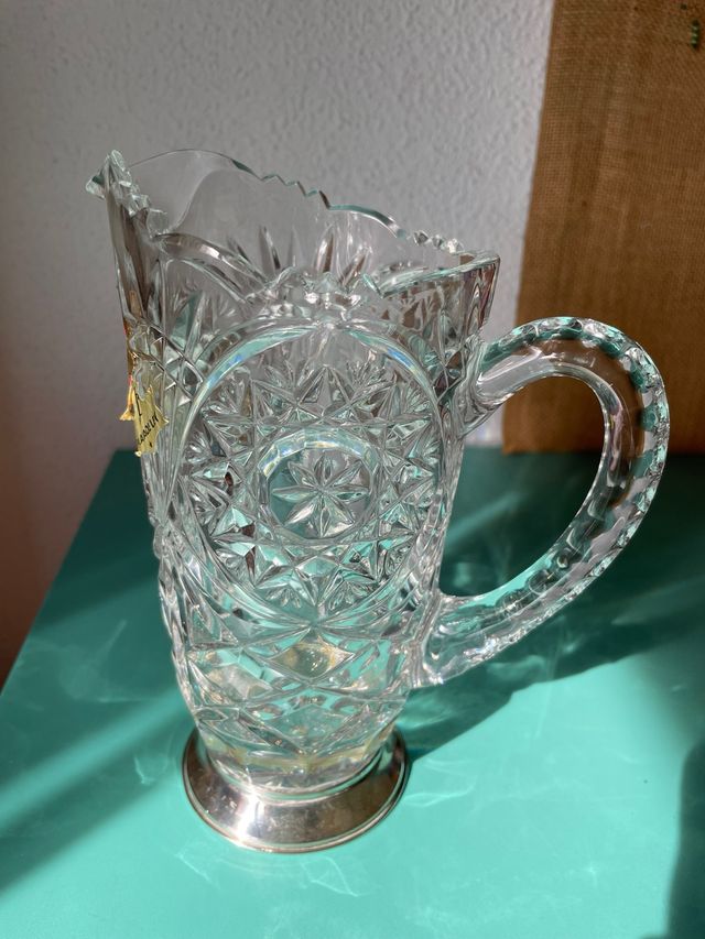 JARRA DE CRISTAL BASE DE PLATA ANNA HUTTE