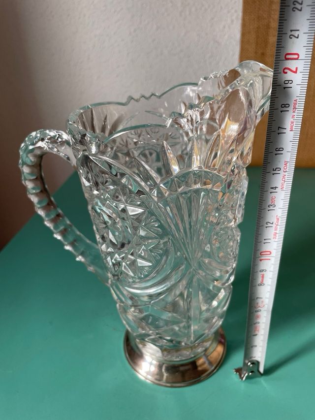 JARRA DE CRISTAL BASE DE PLATA ANNA HUTTE