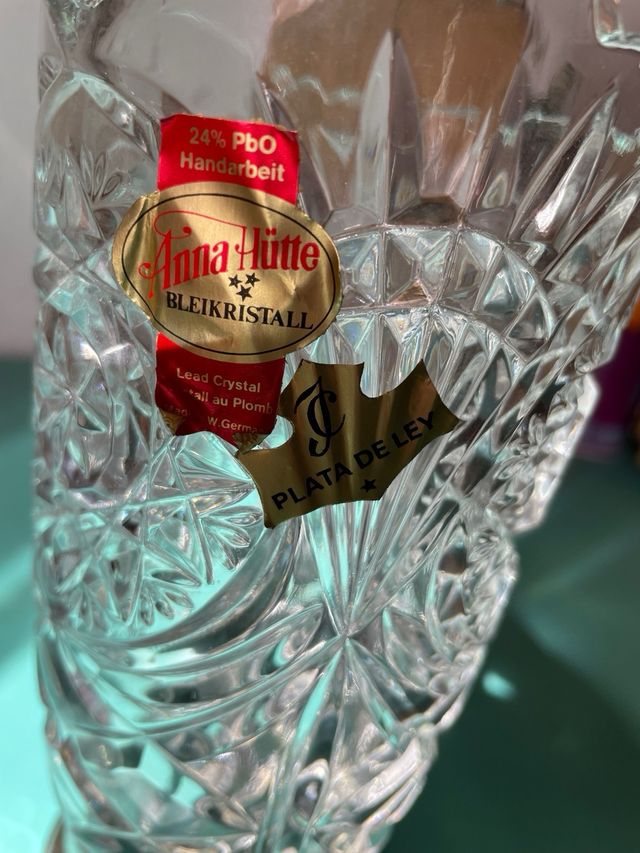 JARRA DE CRISTAL BASE DE PLATA ANNA HUTTE