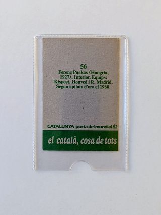 CROMO PUSKAS REAL MADRID PORTA MUNDIAL 82