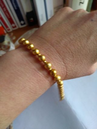 Z258 bracciale sfere effetto diamantato inox oro