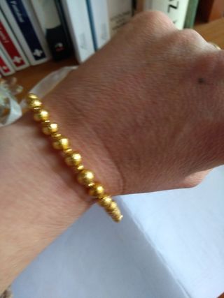 Z258 bracciale sfere effetto diamantato inox oro
