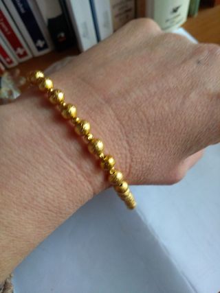 Z258 bracciale sfere effetto diamantato inox oro