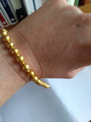 Z258 bracciale sfere effetto diamantato inox oro
