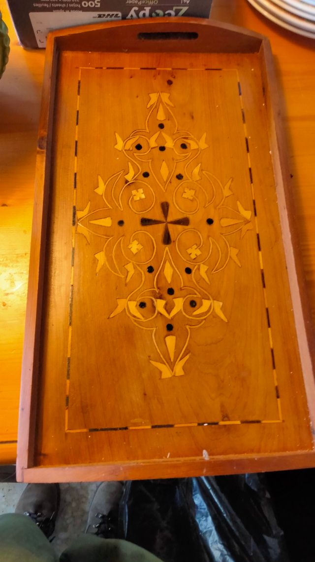 Bandeja antigua marquetería